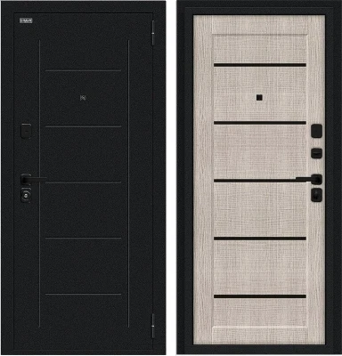 Дверь Браво Борн/SBlack Букле черное/Cappuccino Melinga